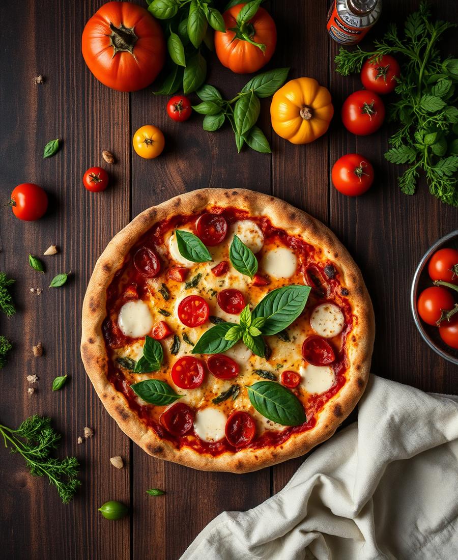 Pizza com ingredientes frescos